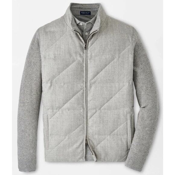 Peter Millar Alpine Wool Hybrid MF24XZ54 Men's Gray Cardigan Jacket Size XL $895 - Picture 1 of 9